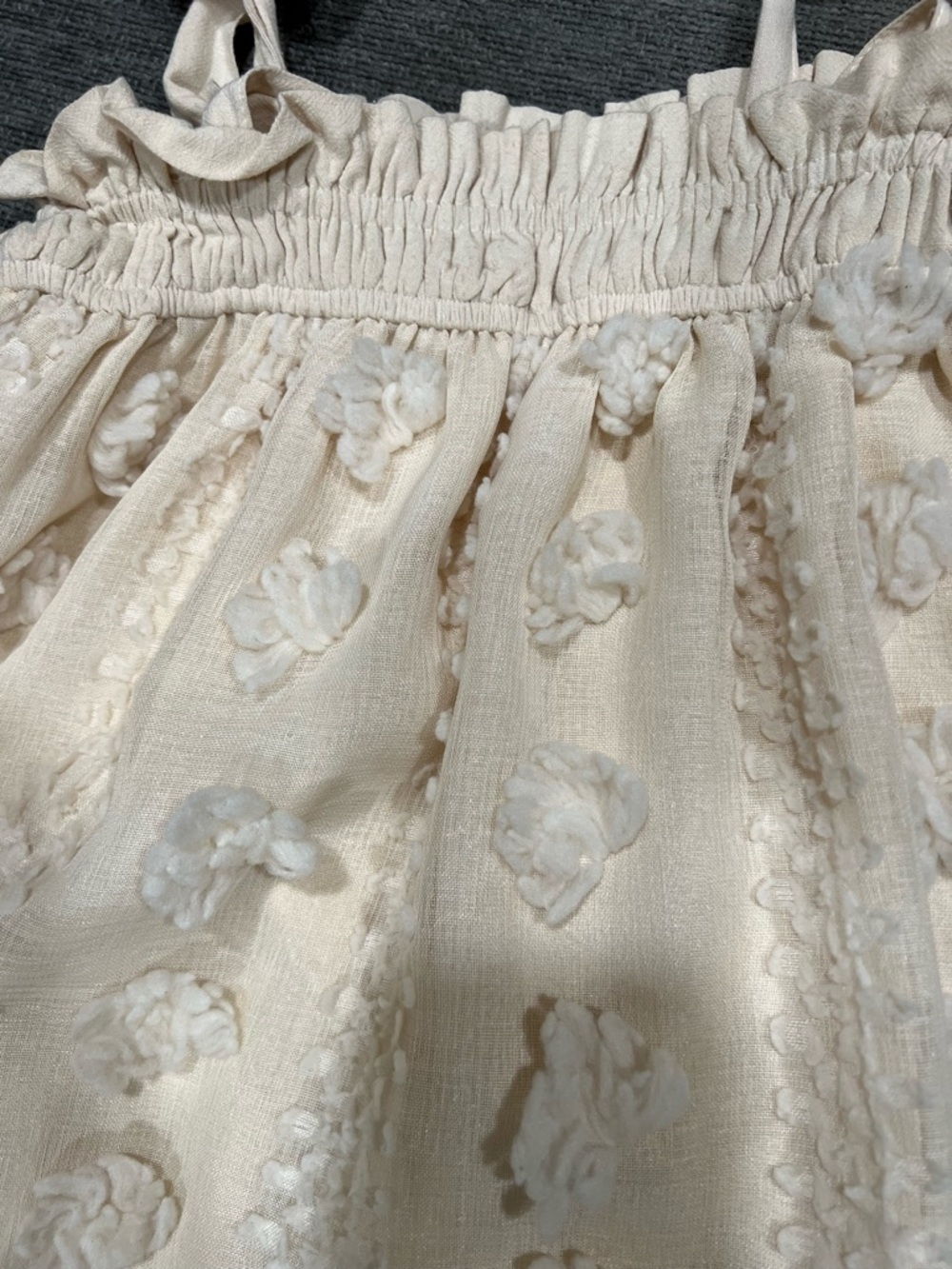 Vici Cream Textured Pom-Pom Tie-Shoulder Sundress - Picture 3 of 3